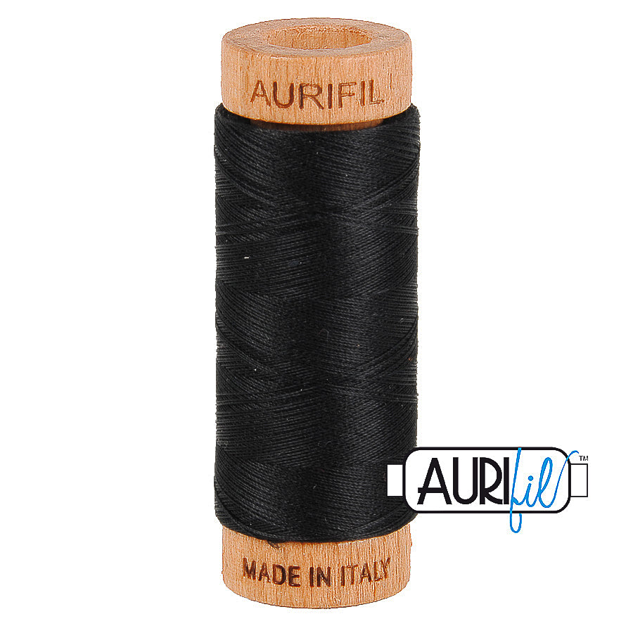 02692 Black  - Aurifil 80wt Thread 300yd/274m