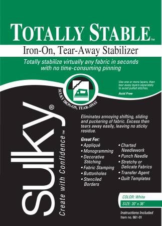 Sulky Totally Stable Iron-on Tear-Away White Stabilizer