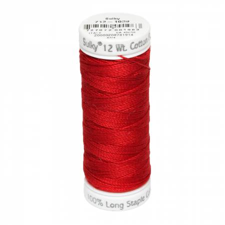 Sulky Cotton 12wt Thread True Red #1039 330yd Spool