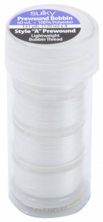 Sulky Prewound Bobbins A Style, 131-Yard, White, 4-Pack