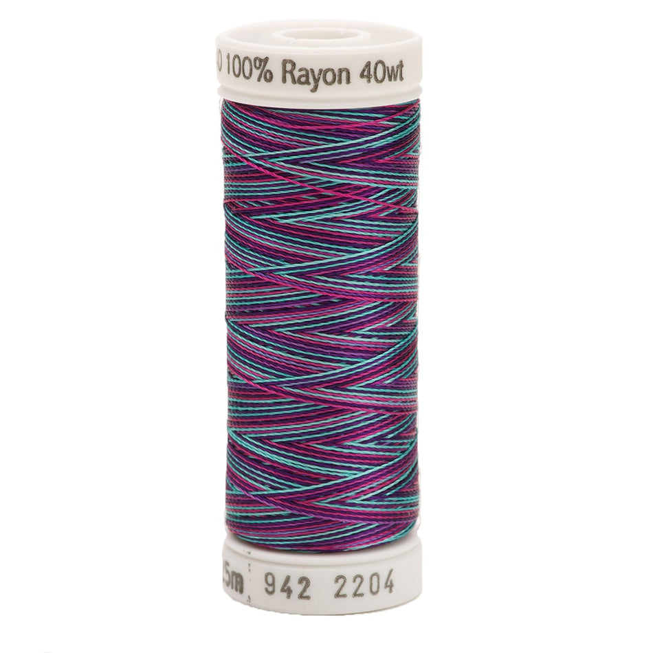 Sulky Variegated 40wt Rayon Thread 2204 Teal-Purple Fuchsia   250yd