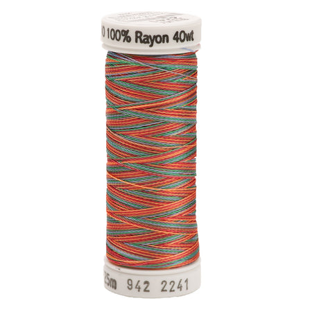 Sulky Variegated 40wt Rayon Thread 2241 Peach-Blue-Rust-Green   250yd