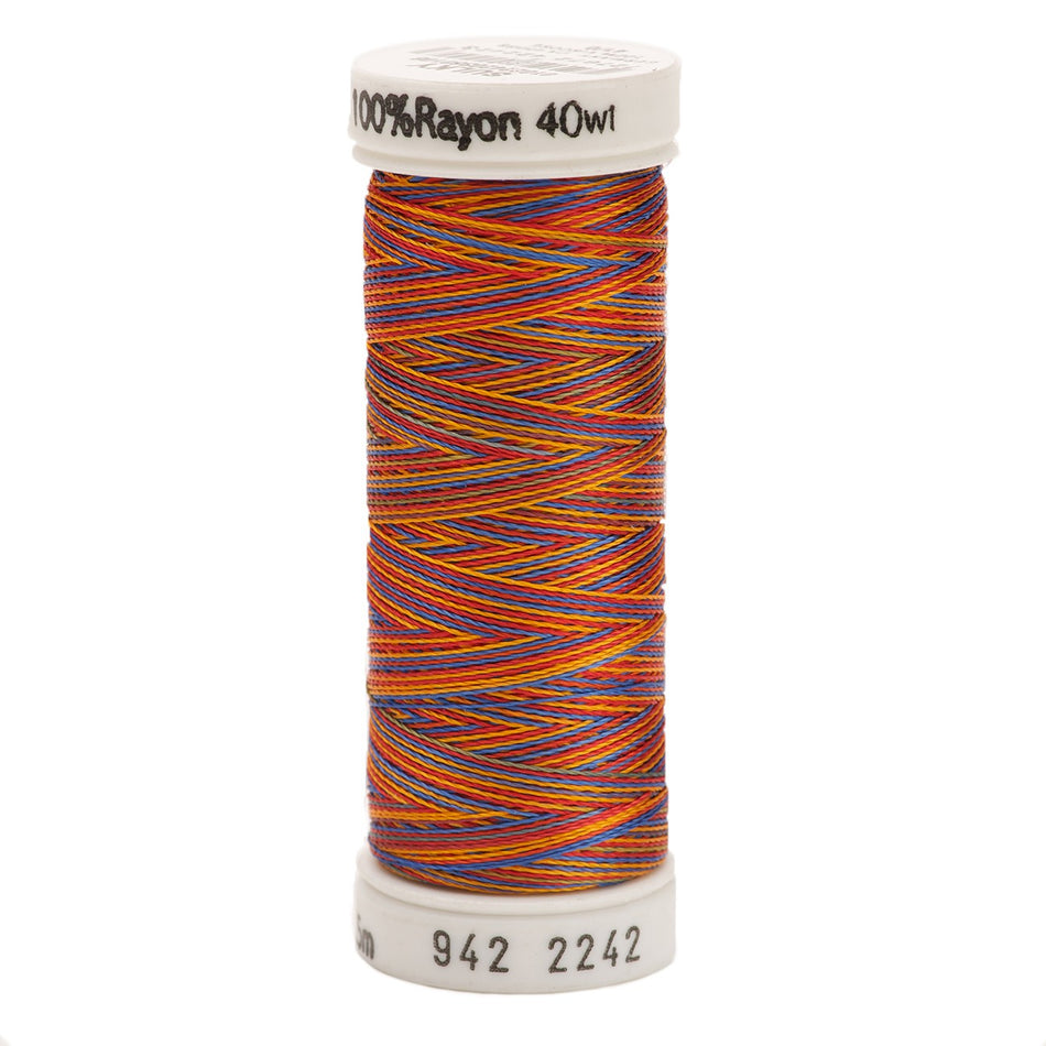 Sulky Variegated 40wt Rayon Thread 2242 Red-Gold-Blue   250yd