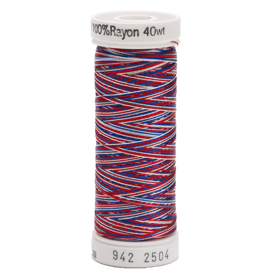 Sulky Variegated 40wt Rayon Thread 2504 Red-White-Blue   250yd