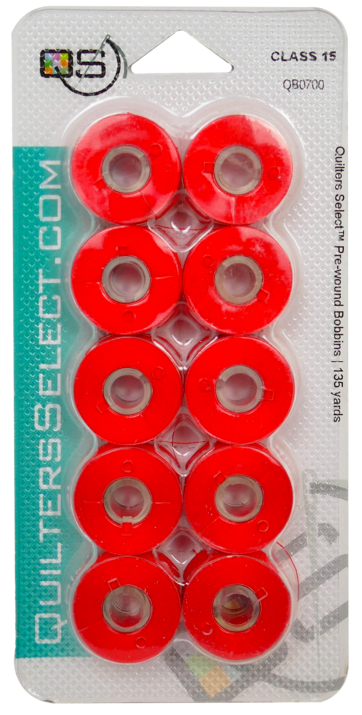 Quilters Select 80wt Para Cotton Poly Bobbins 0700 Mars Red  10 Class 15 Bobbins