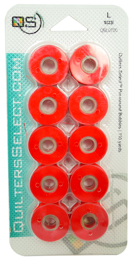 Quilters Select 80wt Para Cotton Poly Bobbins 0700 Mars Red  10 Class 15 Bobbins