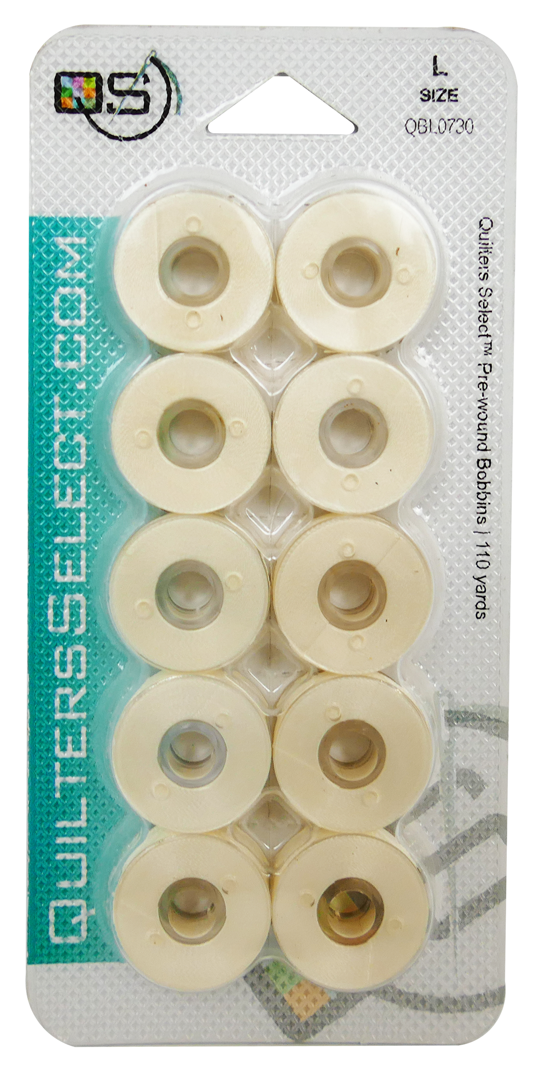 Quilters Select 80wt Para Cotton Poly Bobbins 0730 Off White  10 Class 15 Bobbins