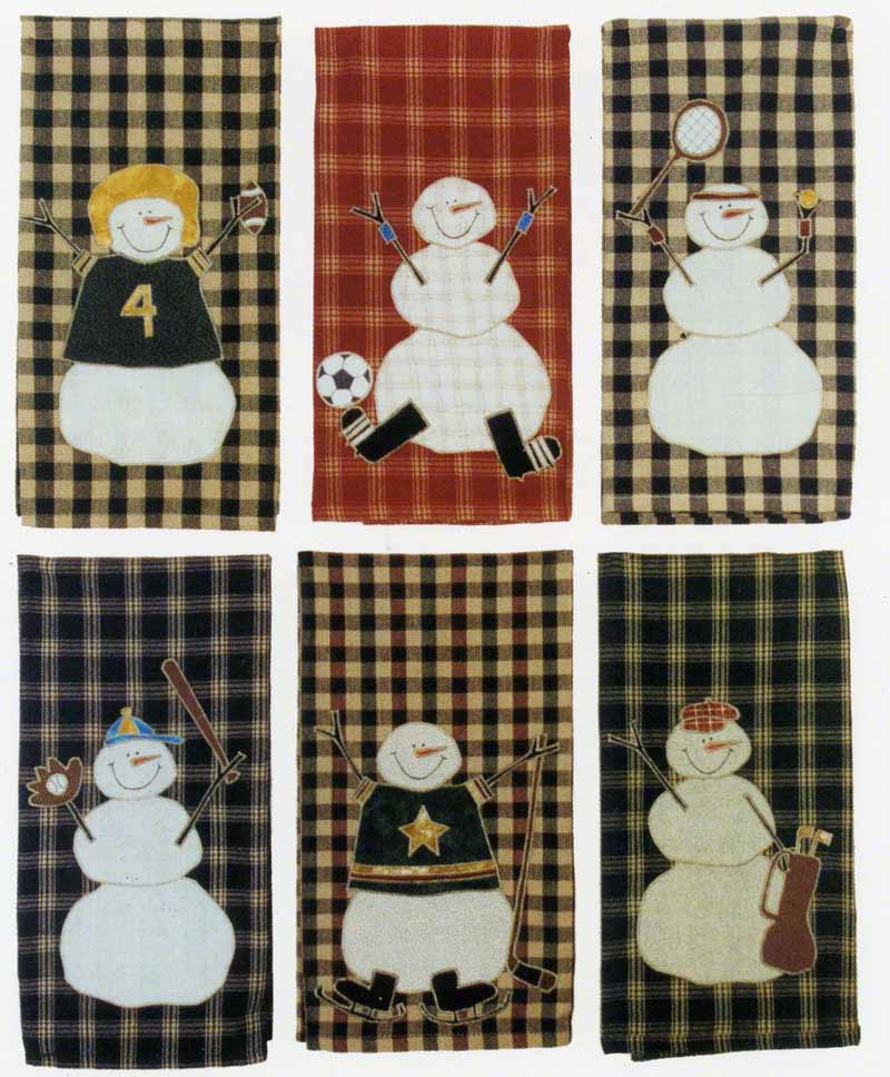 Christmas Kitchen Towels, Buffalo Plaid Snowman Snowman Pattern