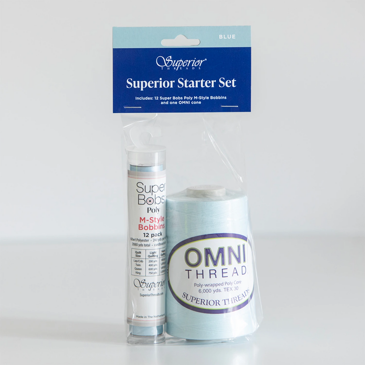 Superior Starter Set with OMNI Thread and Bobbin on a white background