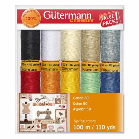 Gutermann Basics 10 Spool 50wt Cotton Thread Set