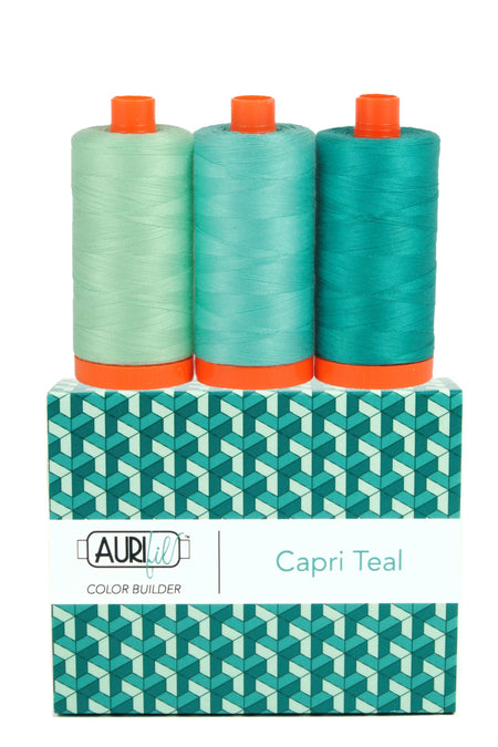 Color Builder Capri Teal — Aurifil 50wt Thread Set, 3 Spools