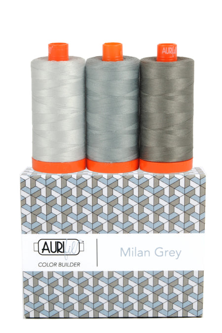 Color Builder Milan Grey — Aurifil 50wt Thread Set, 3 Spools