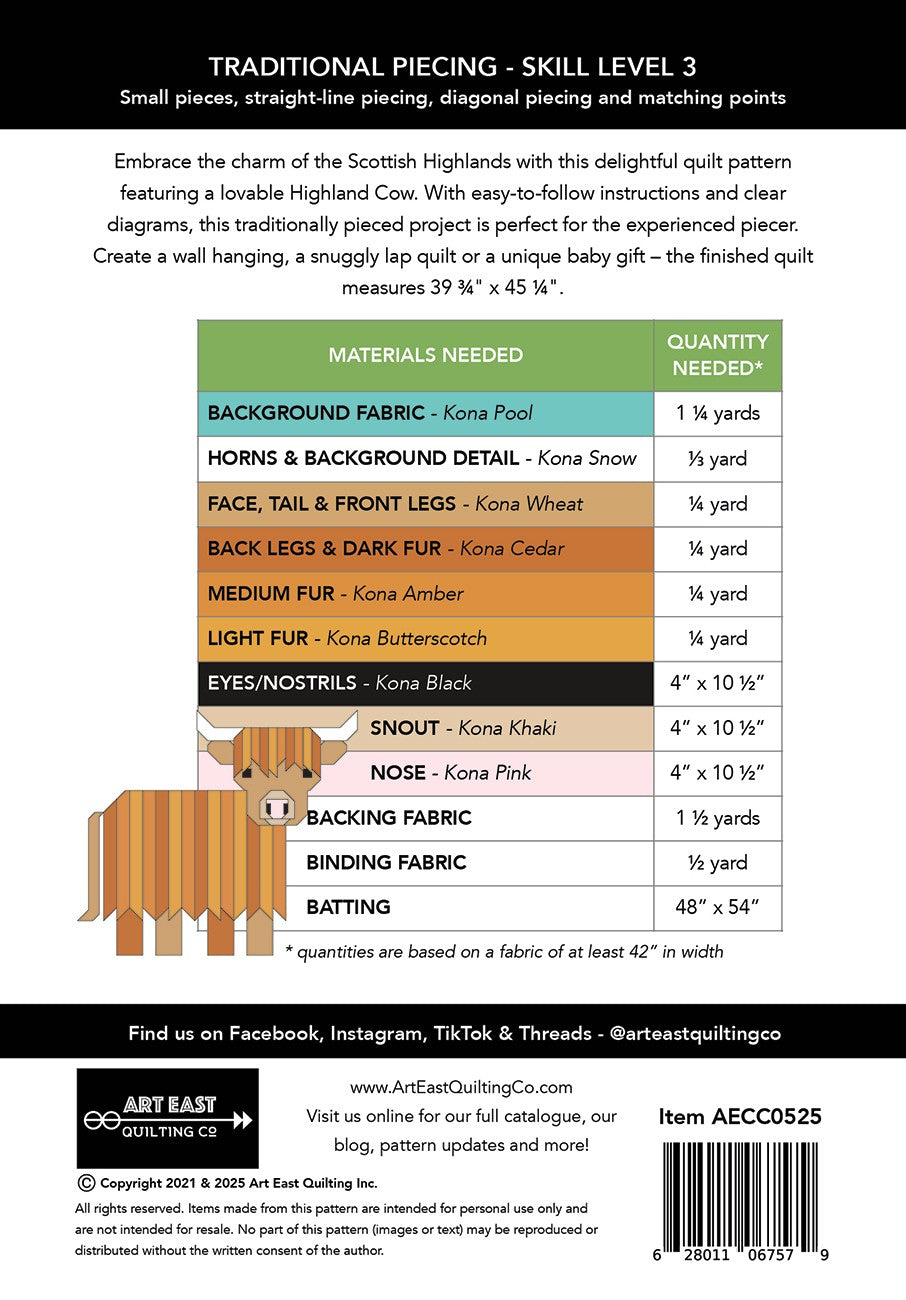 Cattle Call - A Highland Cow Quilt Pattern