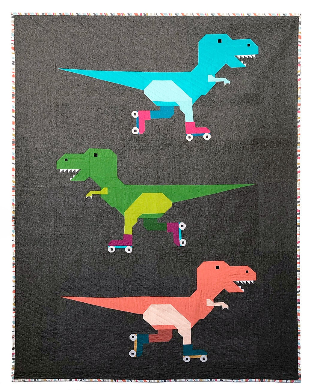 Dinorama - T-Rex on Roller Skates Quilt Pattern