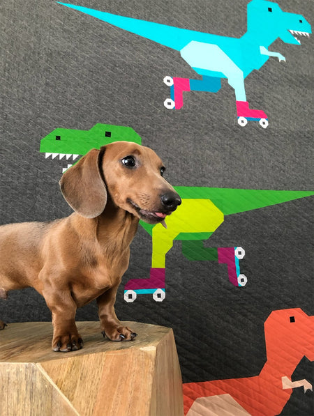 Dinorama - T-Rex on Roller Skates Quilt Pattern