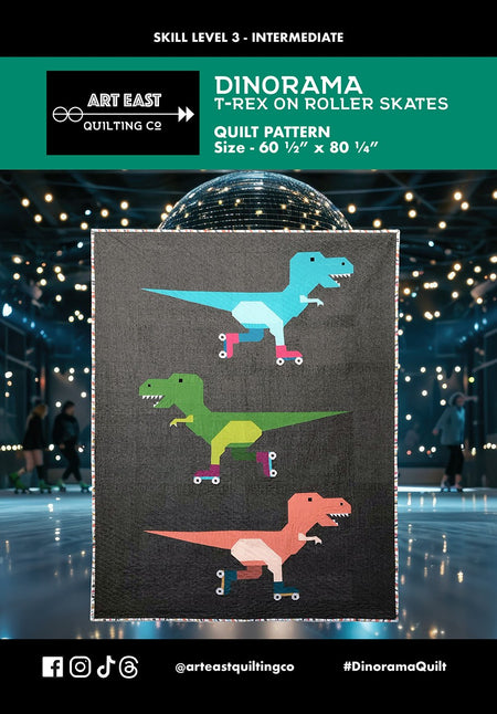 Dinorama - T-Rex on Roller Skates Quilt Pattern