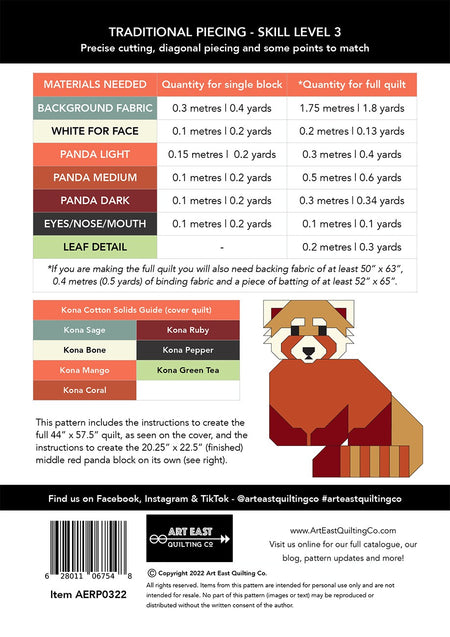 Red Pandas Quilt Pattern