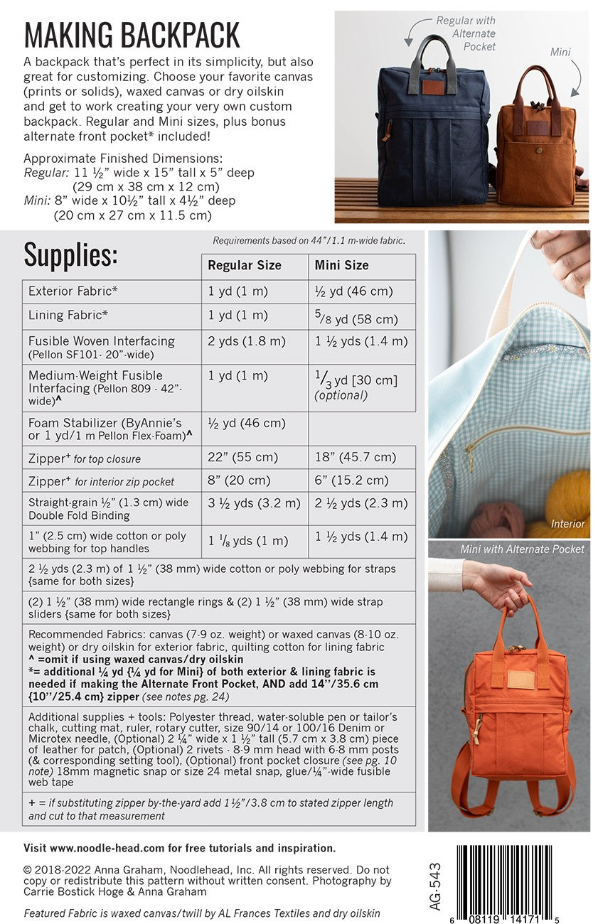 Making Backpack Pattern