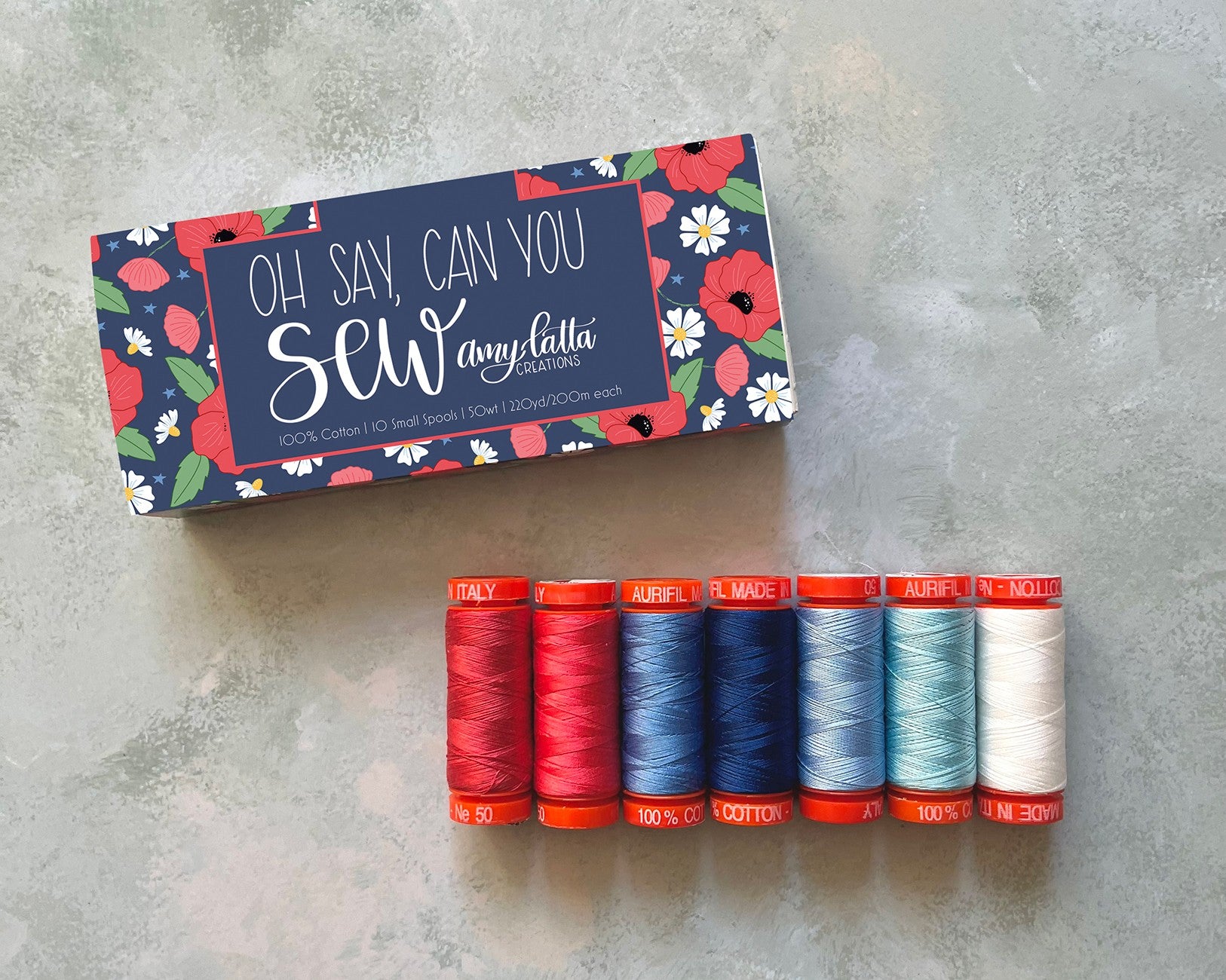 Oh Say, Can You Sew by Amy Latta — Aurifil 50wt Thread Set, 7 Spools