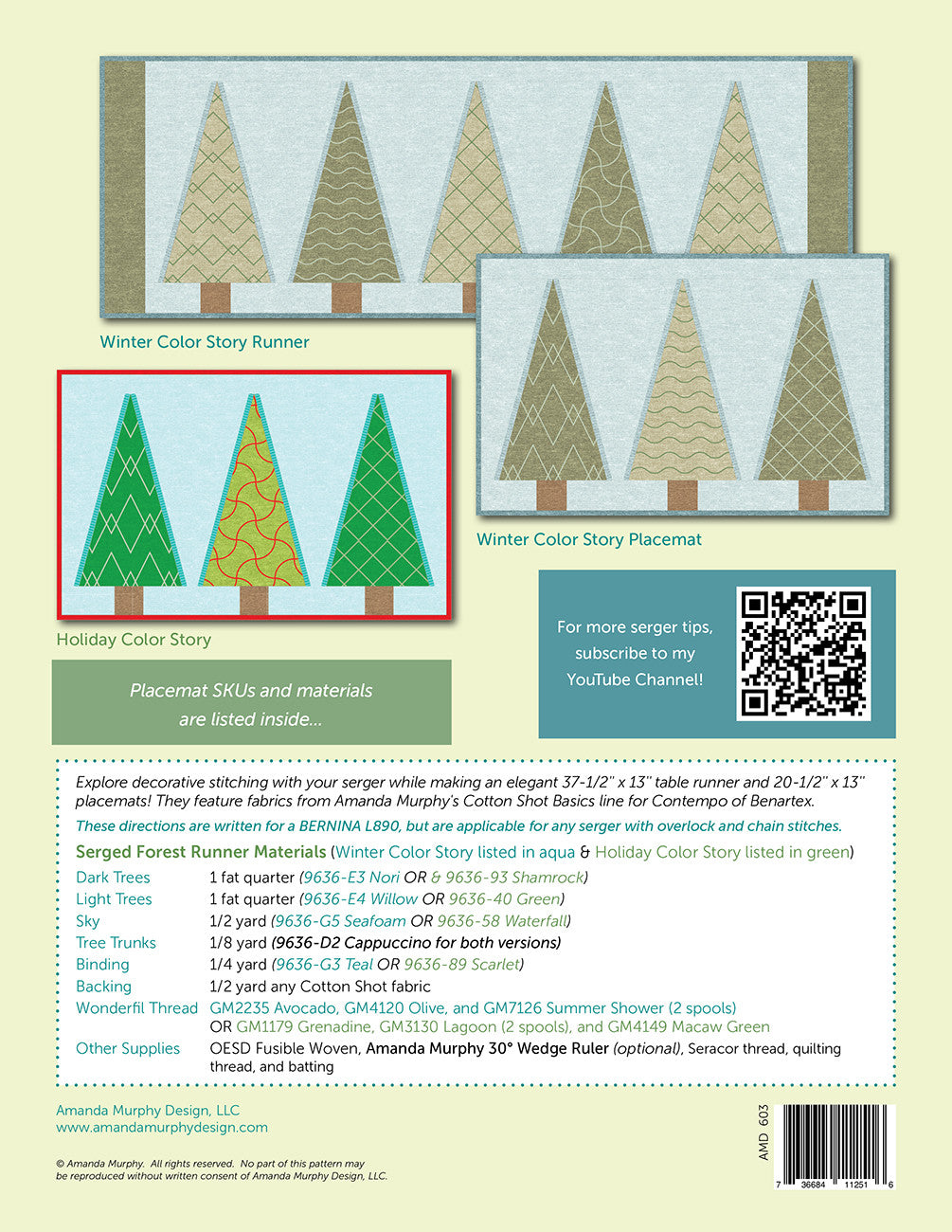 Serged Forest Runner & Placemats