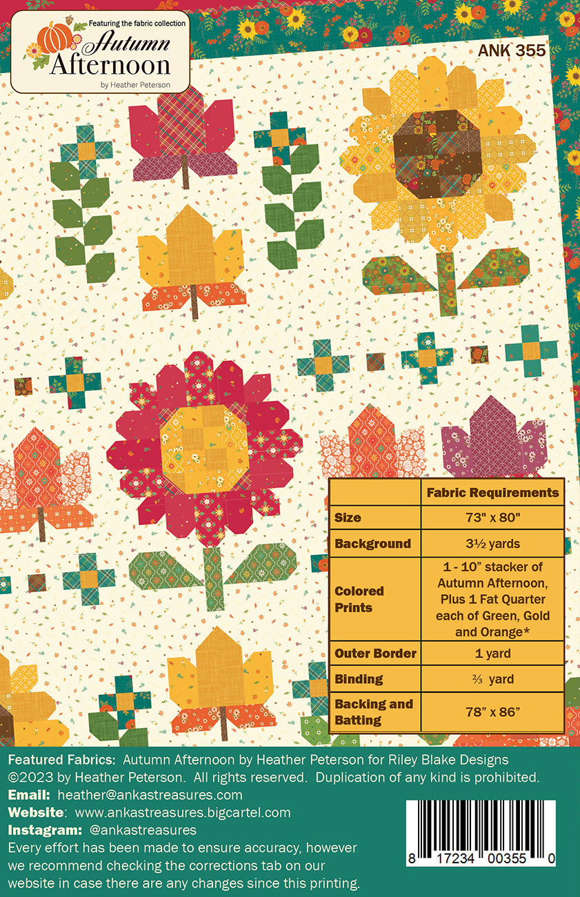 Autumn Afternoon Sampler Pattern