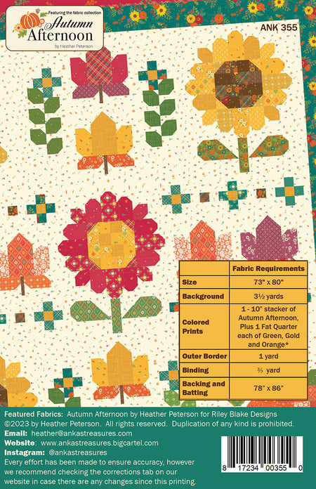 Autumn Afternoon Sampler Pattern