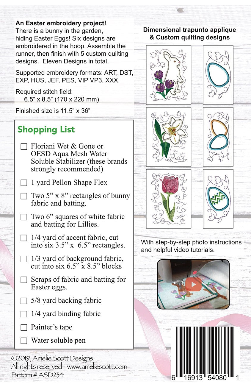 Easter Garden Runner ITH Machine Embriodery