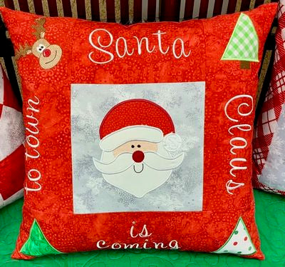 3 Pillows with Santa Machine Embroidery