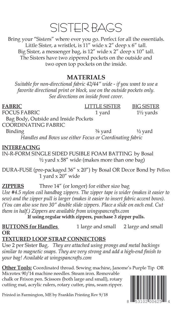 Sister Bags Pattern