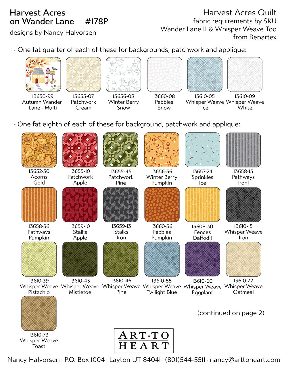 Harvest Acres on Wander Lane BOM Pattern