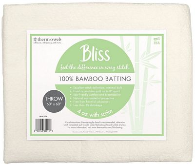 Bliss Quilt Batting 100% Bamboo Throw 60in x 60in