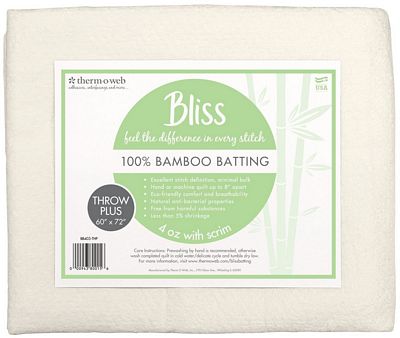Bliss Quilt Batting 100% Bamboo Throw Plus 60in x 72in