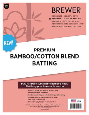 Brewer Premium 50/50 Blended Bamboo Batting Crib 45in x 60in