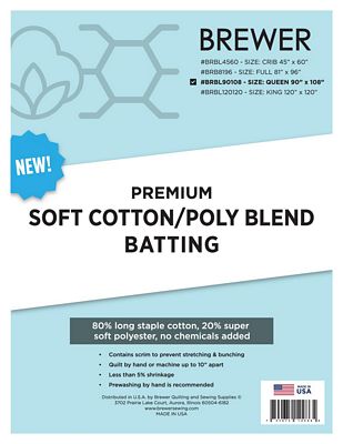 Brewer Premium 80/20 Blend Batting Queen 90in x 108in