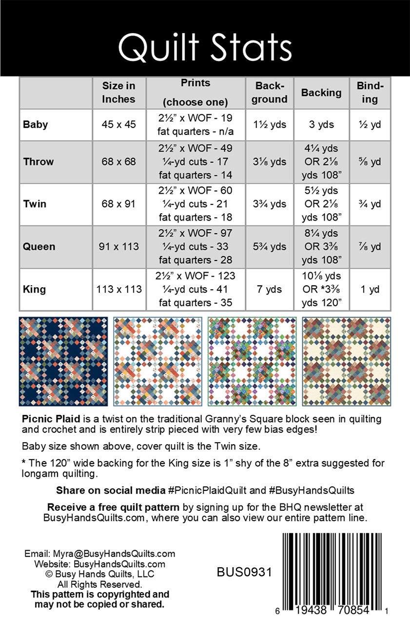 Picnic Plaid quilt pattern