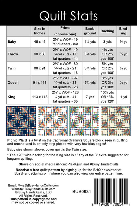 Picnic Plaid quilt pattern