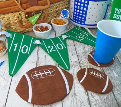 Football Pennants, Mug Rug, and Coasters