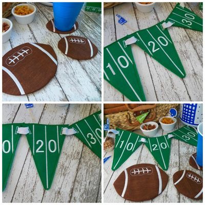 Football Pennants, Mug Rug, and Coasters