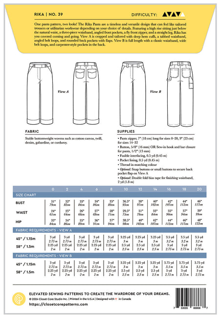 RIKA Pants Pattern