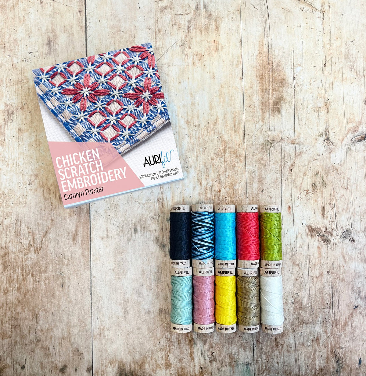 Chicken Scratch Embroidery by Carolyn Forster — Aurifil Thread Set, 10 Spools