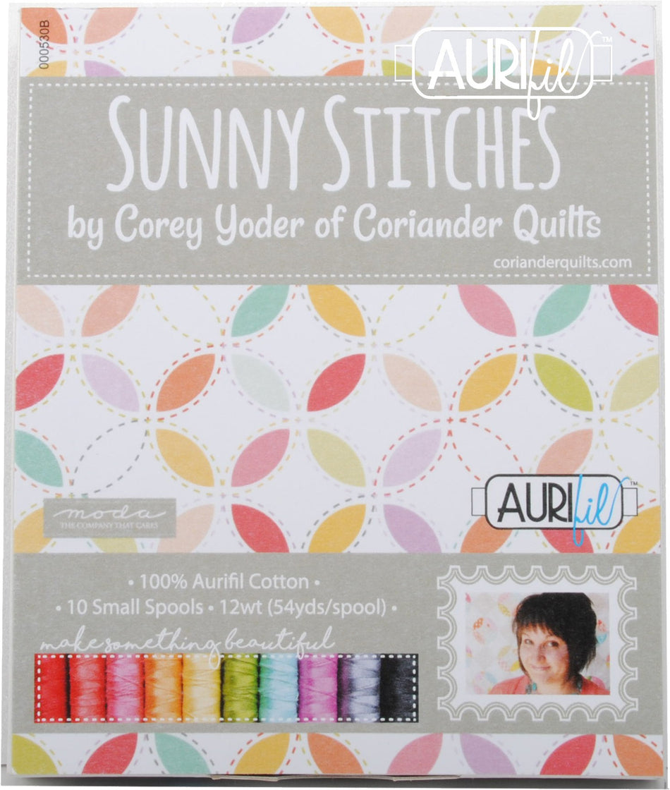 Sunny Stitches by Corey Yoder — Aurifil 12wt Thread Set, 10 Spools