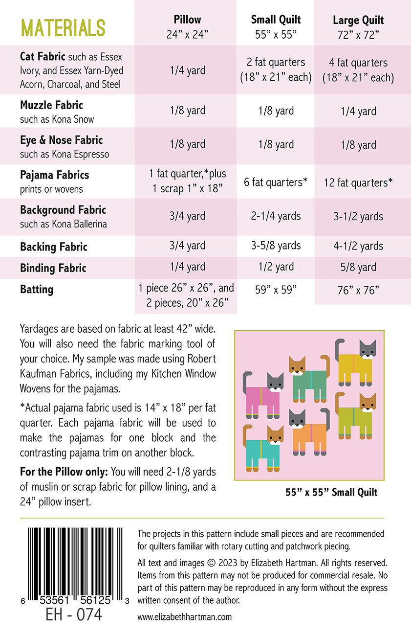 Cats in Pajamas Pattern