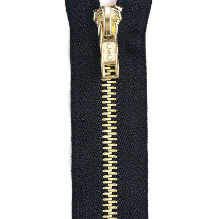 Brass Closed Fashion Zipper 5in Black