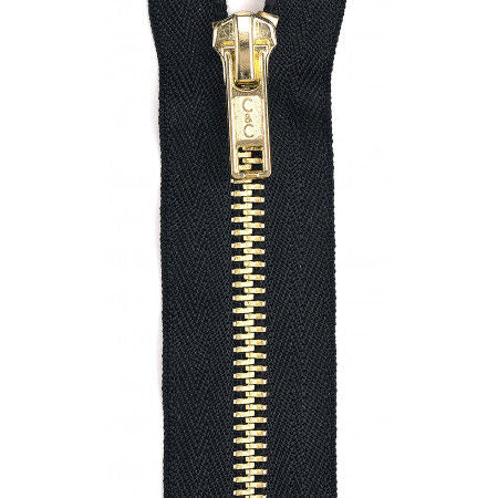 Brass Closed Fashion Zipper 7in Black