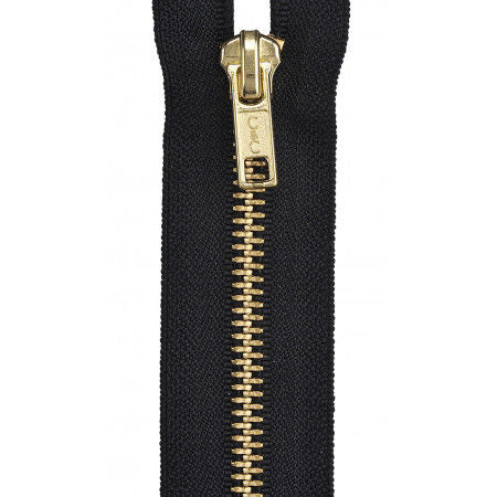 Heavy Weight Brass 1-Way Separating Zipper 22in Black