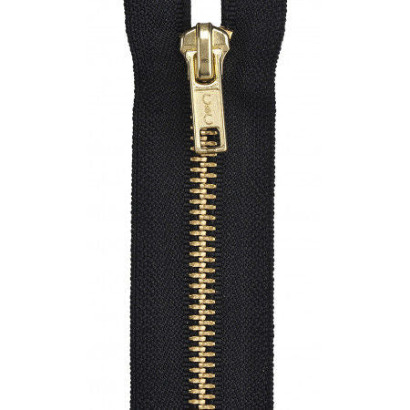 Heavy Weight Brass 1-Way Separating Zipper 24in Black