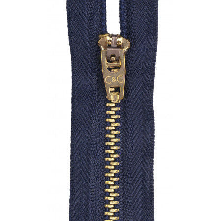 Packaged Metal Jean Zipper 6in Navy