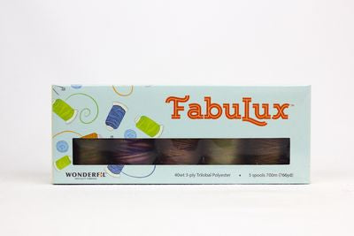 Wonderfil FabuLux 40wt trilobal polyester 5-spool pack, Celebration collection