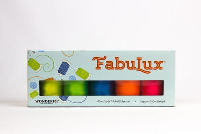Wonderfil FabuLux 40wt trilobal polyester 5-spool pack, Neons collection