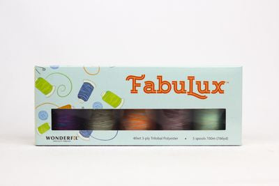 Wonderfil FabuLux 40wt trilobal polyester 5-spool pack, Party Hat collection